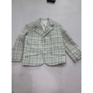 Vintage Jack Tar Kids Plaid Blazer Sage Green Yellow Two Button Jacket 12.5x14.5